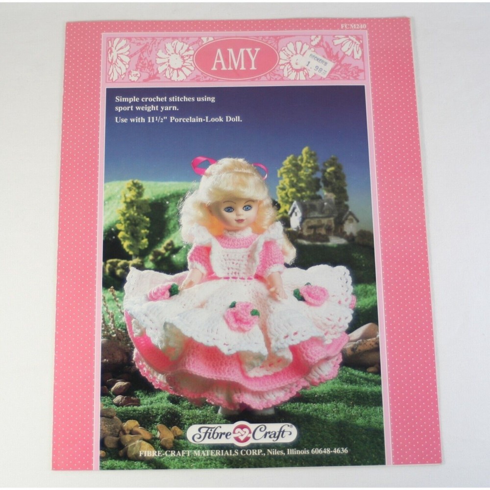 Fibre Craft Crochet Doll Pattern Booklet Amy 11 1/2" FCM 240 1991